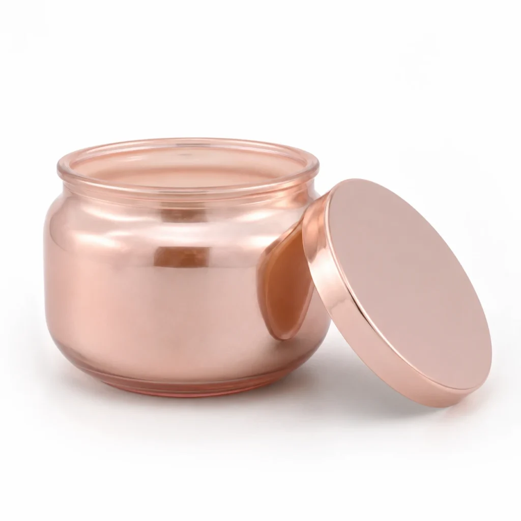 Alternate product view of 14oz glass candle jar on a clean studio background