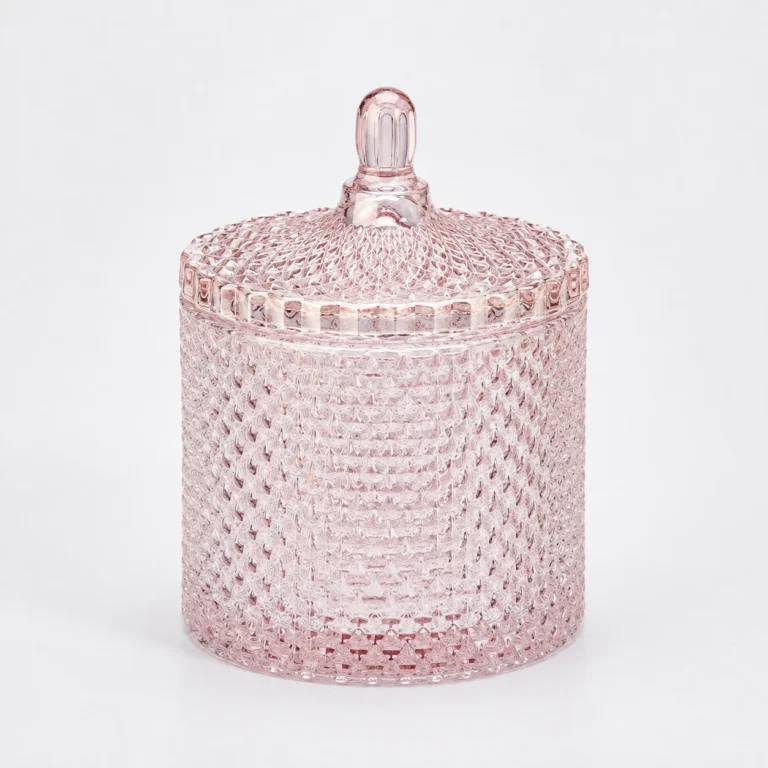 16oz Geometric Glass Candle Jar with Lid Wholesale