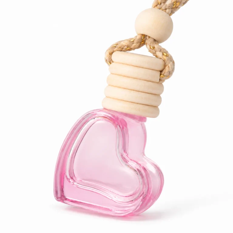 3ml–17ml Heart-Shaped Glass Car Diffuser Bottle with Wooden Cap Wholesale