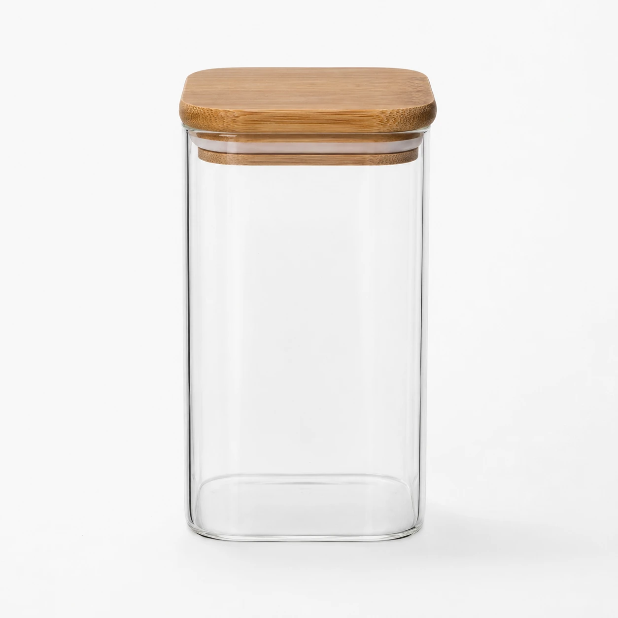 680ml Square Borosilicate Glass Candle Jar with Wood Lid