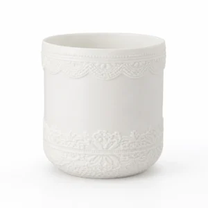 8oz–16oz Embossed Matte White Ceramic Candle Jars Wholesale