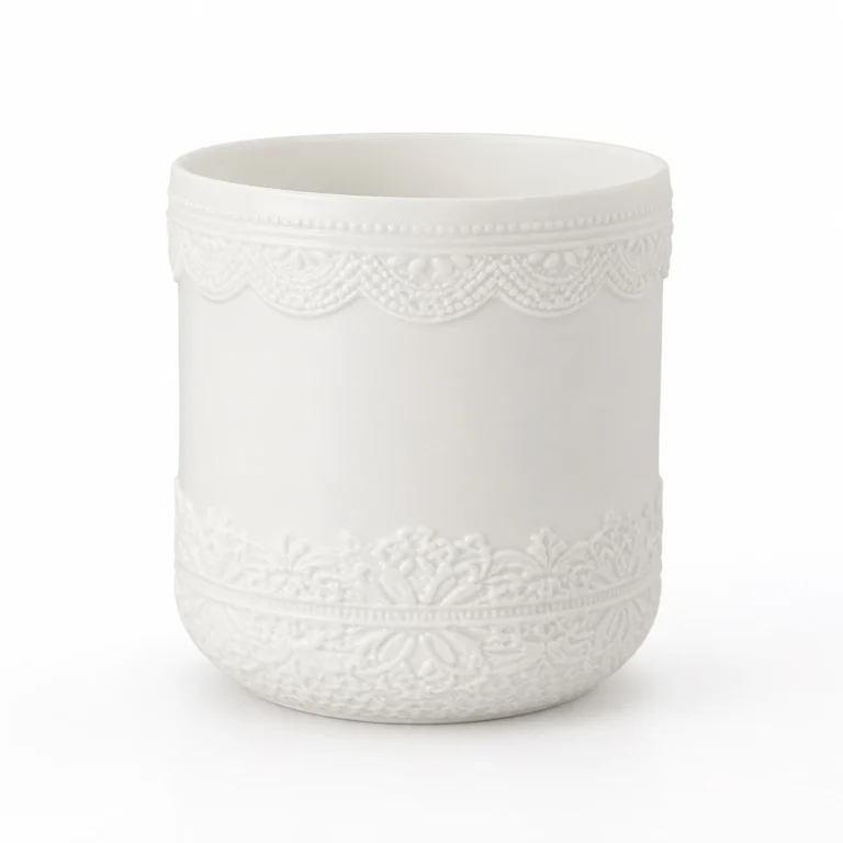 8oz–16oz Embossed Matte White Ceramic Candle Jars Wholesale