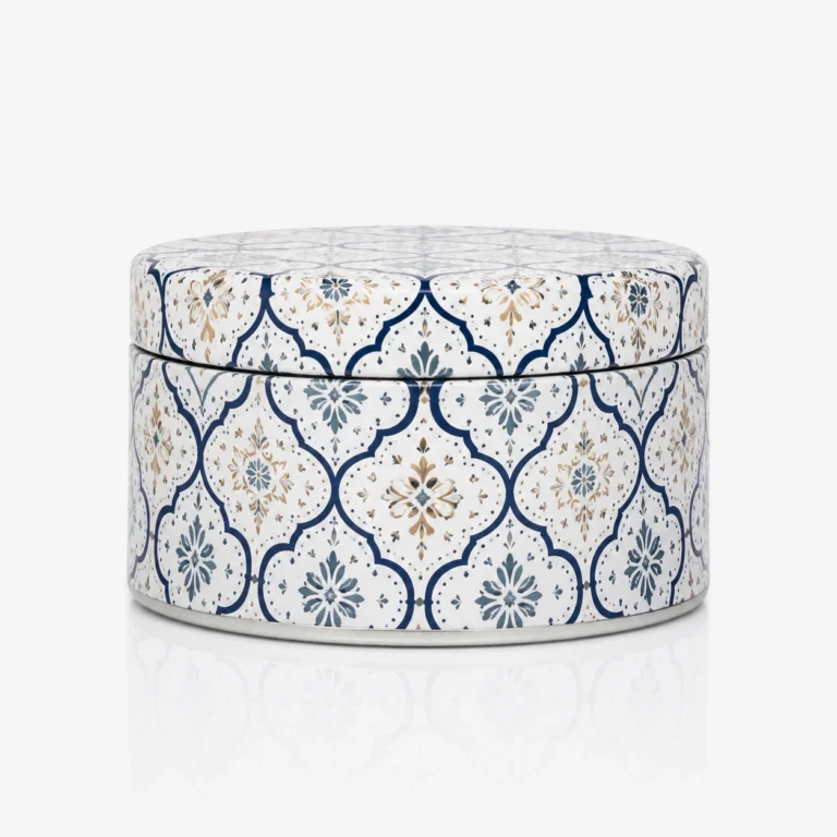 90×50mm Patterned Round Candle Tin with Metal Lid Wholesale