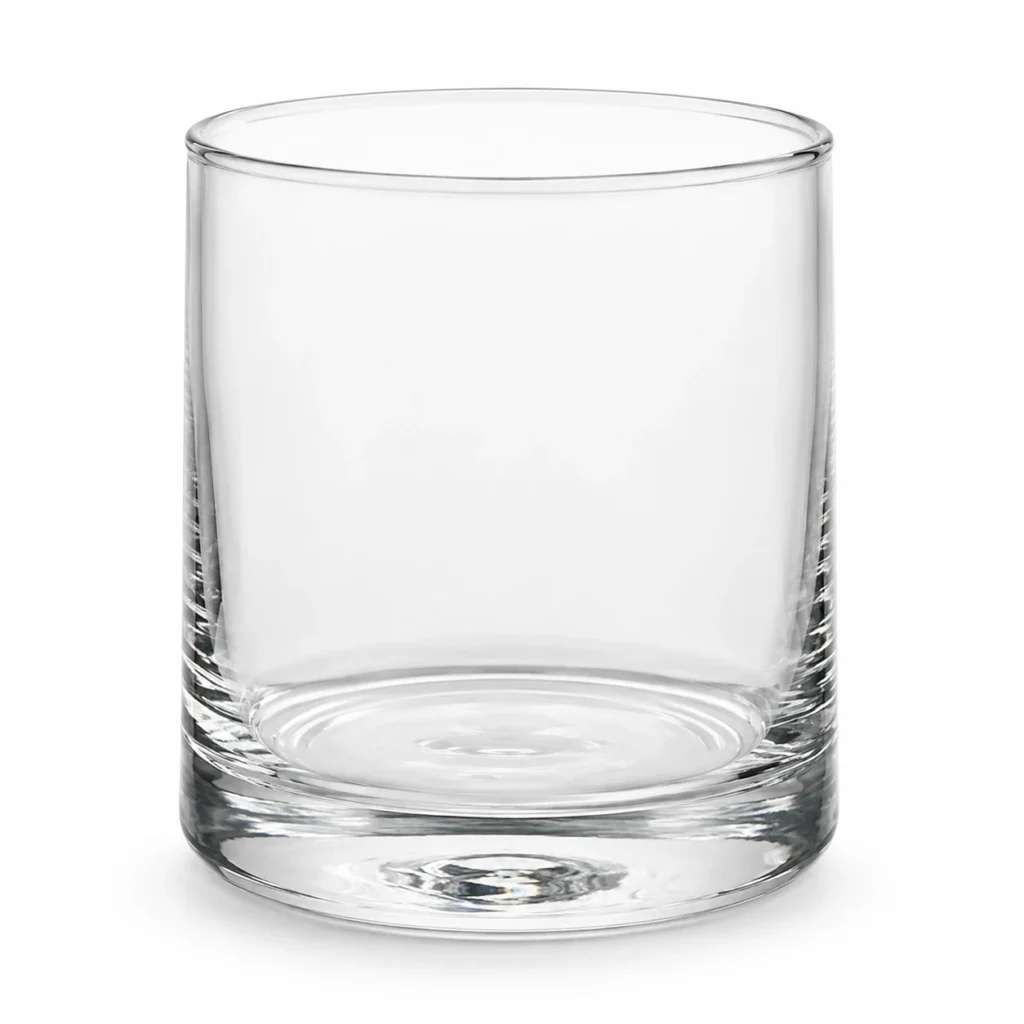 Close-up of 9oz clear votive glass candle jar showing surface, closure and container details