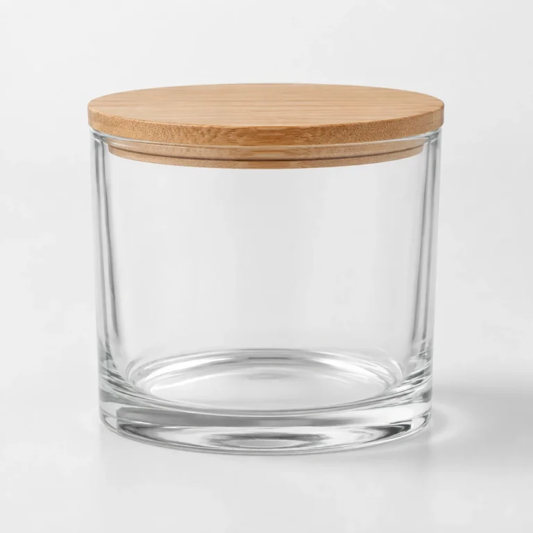 750ml / 25oz Large Round Glass Candle Jar with Bamboo Lid Wholesale