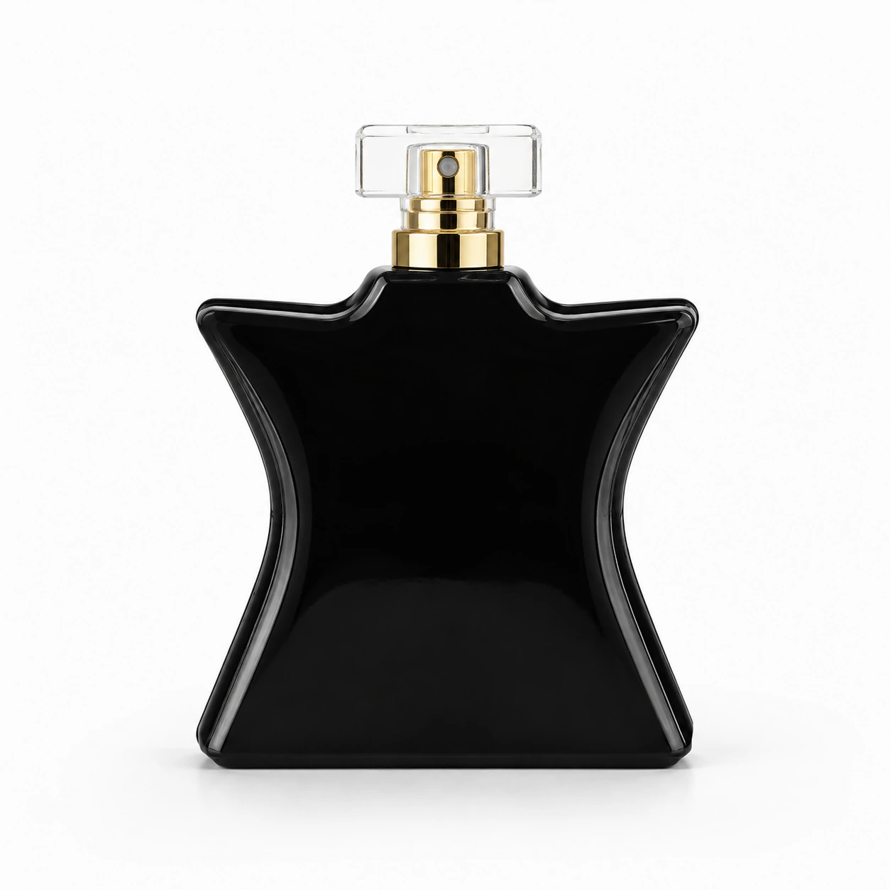 Front view of BR21-07 GBC121 black star-shaped glass perfume bottle with square cap