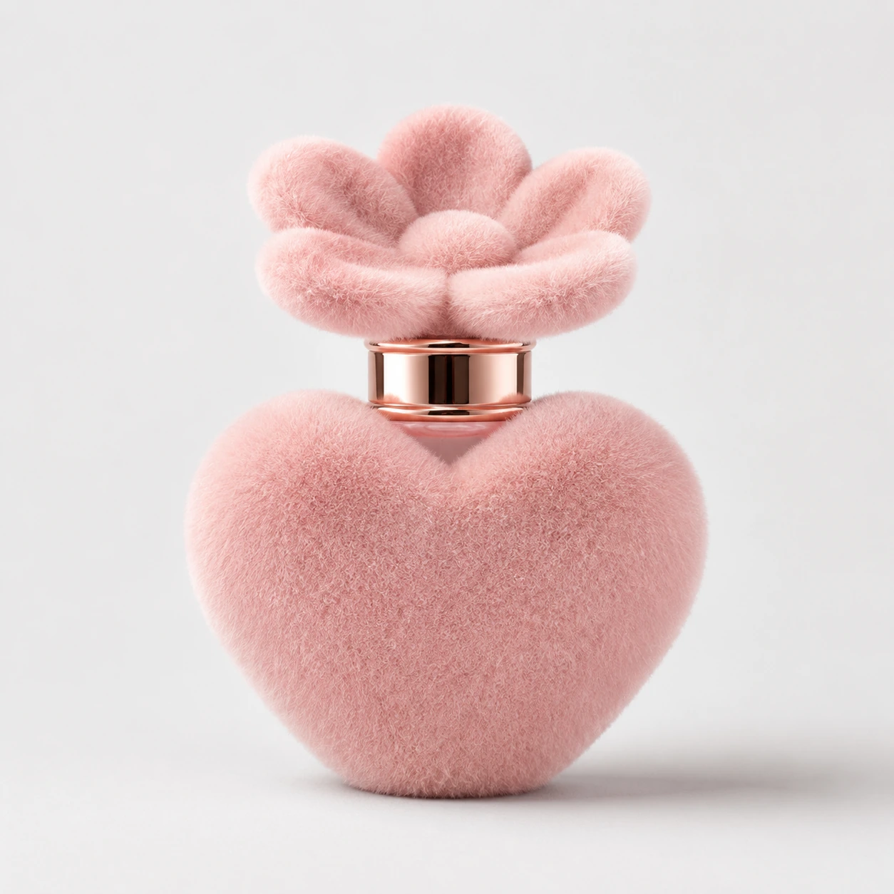 50ml heart-shaped pink velvet perfume bottle with flower cap
