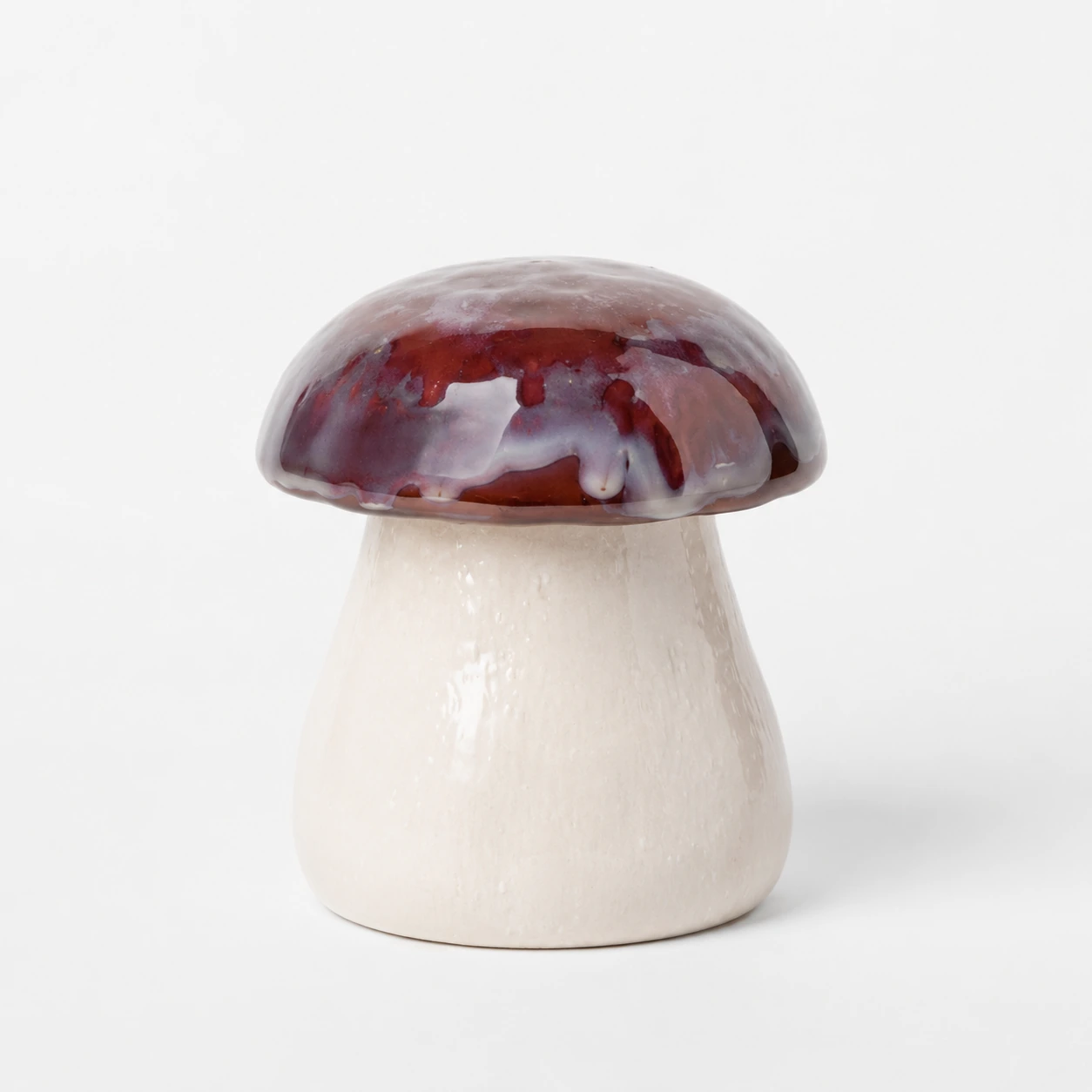Mushroom-shaped ceramic candle jar with lid