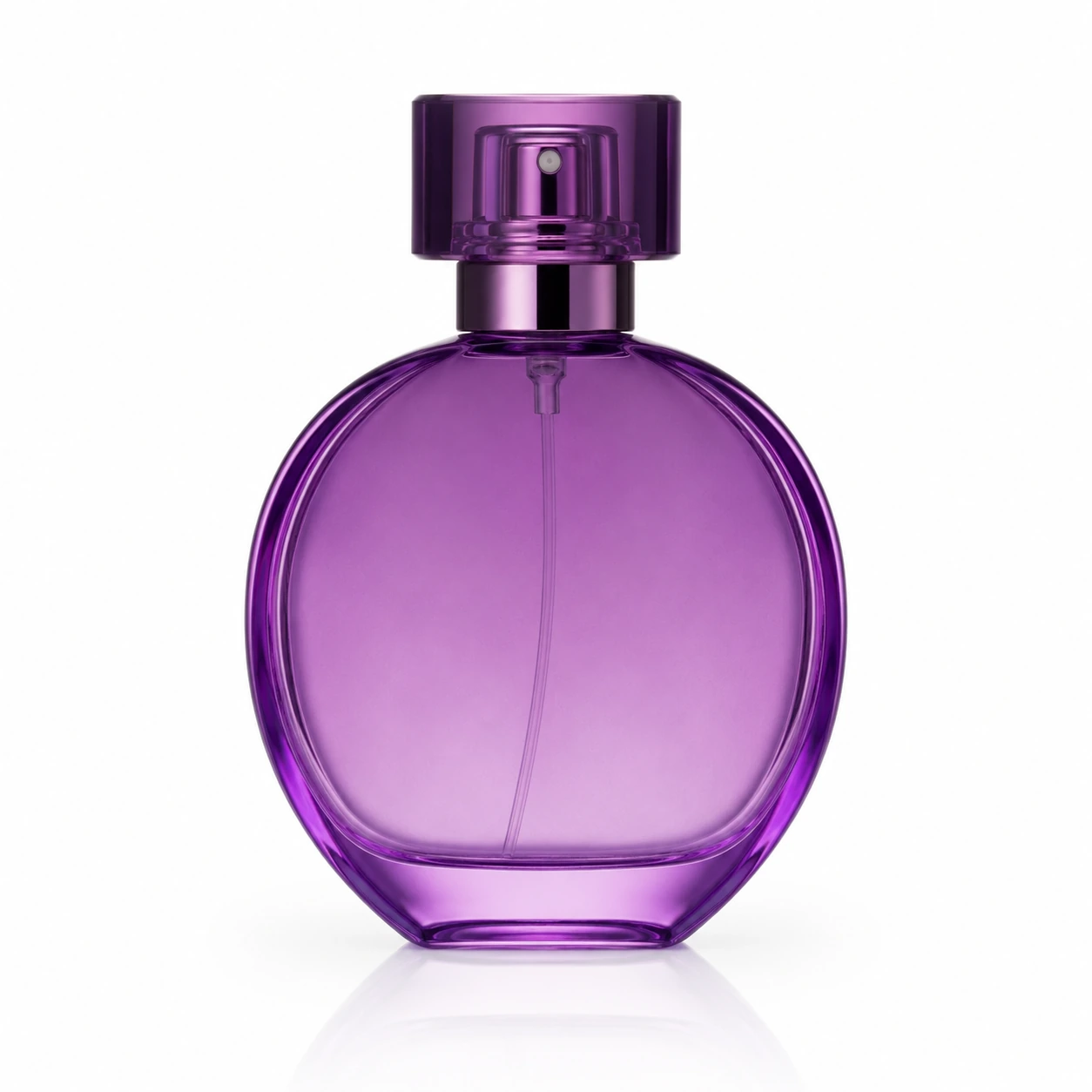 GBC055 90ml purple glass perfume bottle with spray pump, front view