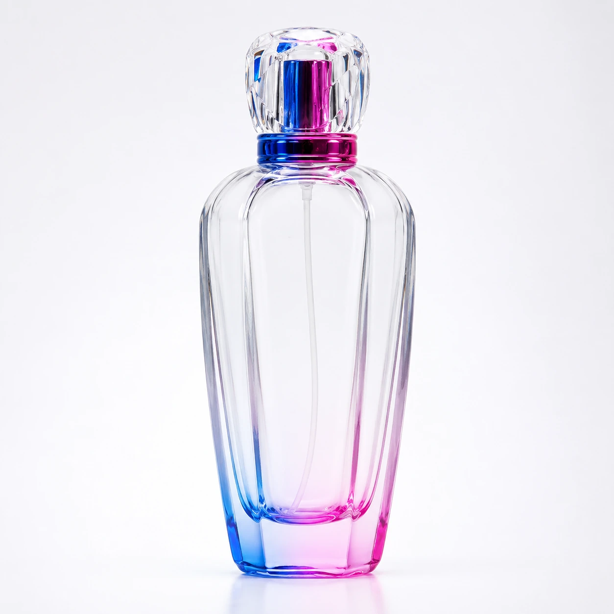 GBC272 100ml gradient blue pink glass perfume bottle with crystal-style cap