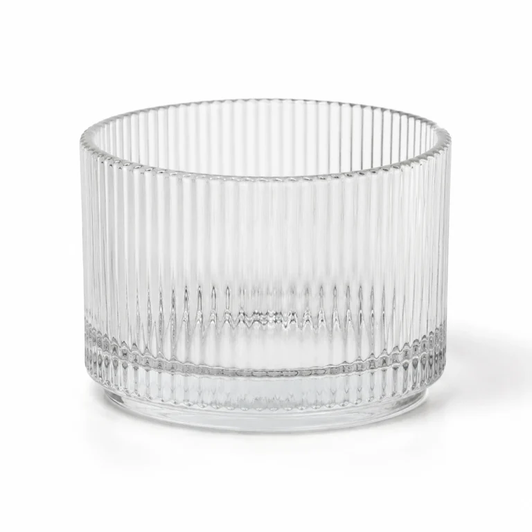 380ml Textured Glass Candle Jar with Glass Lid Wholesale
