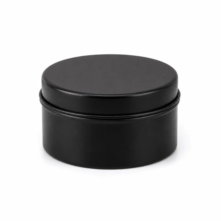 Round Black Tin Candle Jar with Fitted Lid GJT050 Wholesale