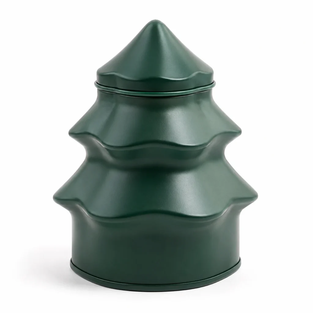 Green tiered tree-shaped container shown closed.