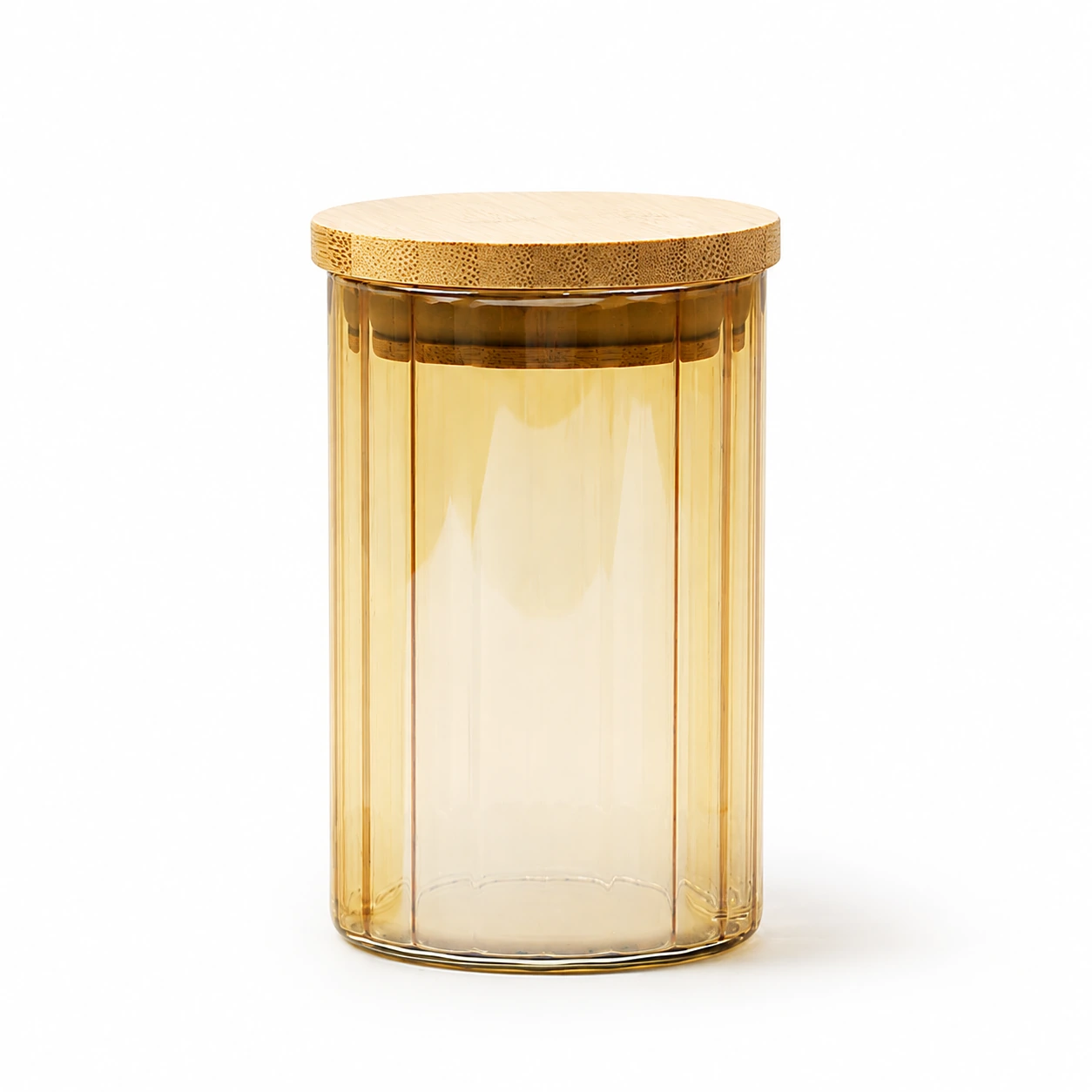 HBC016-ST 130ml ribbed high-borosilicate candle jar with bamboo lid main image