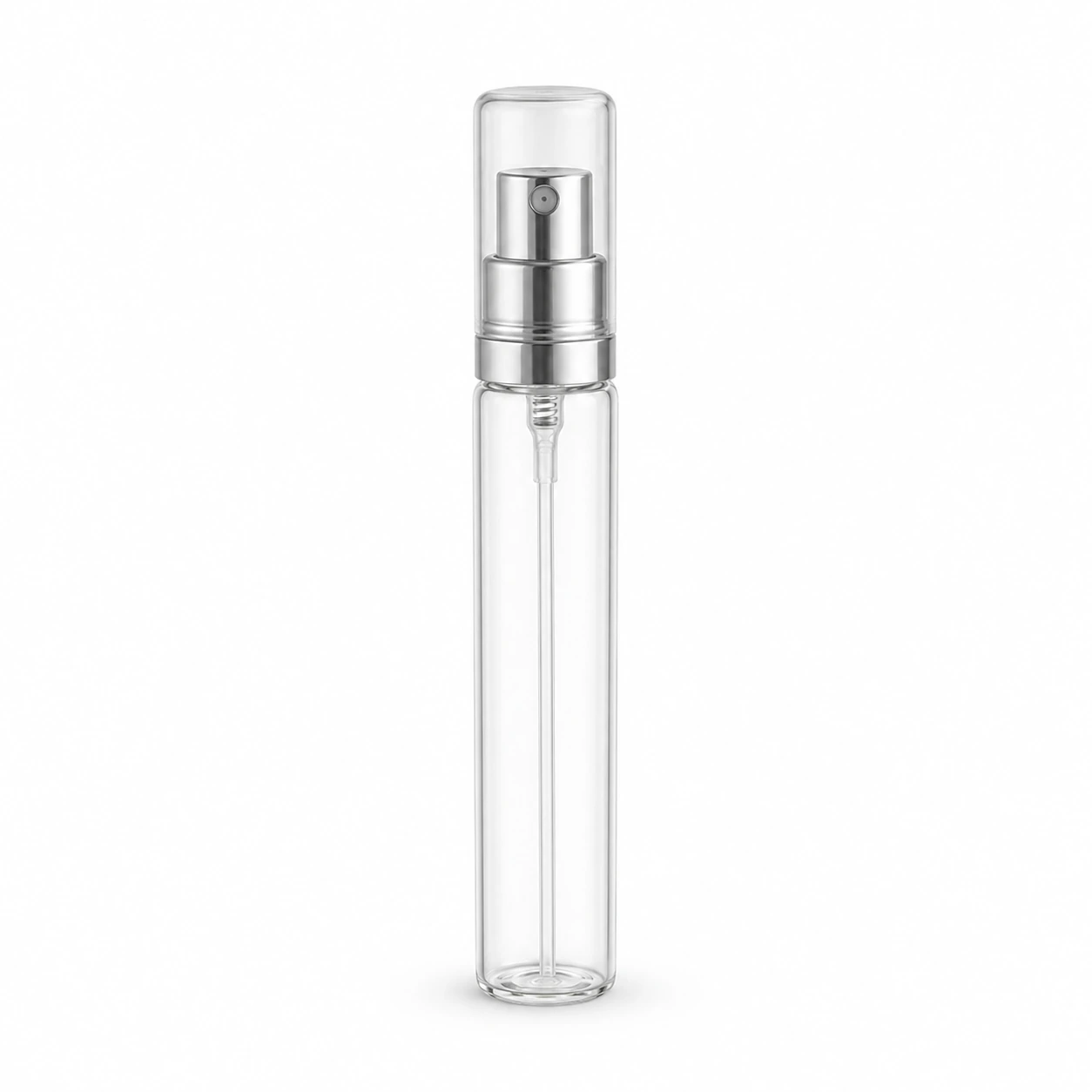 HBP001 clear glass travel perfume atomizer with silver fine mist spray pump