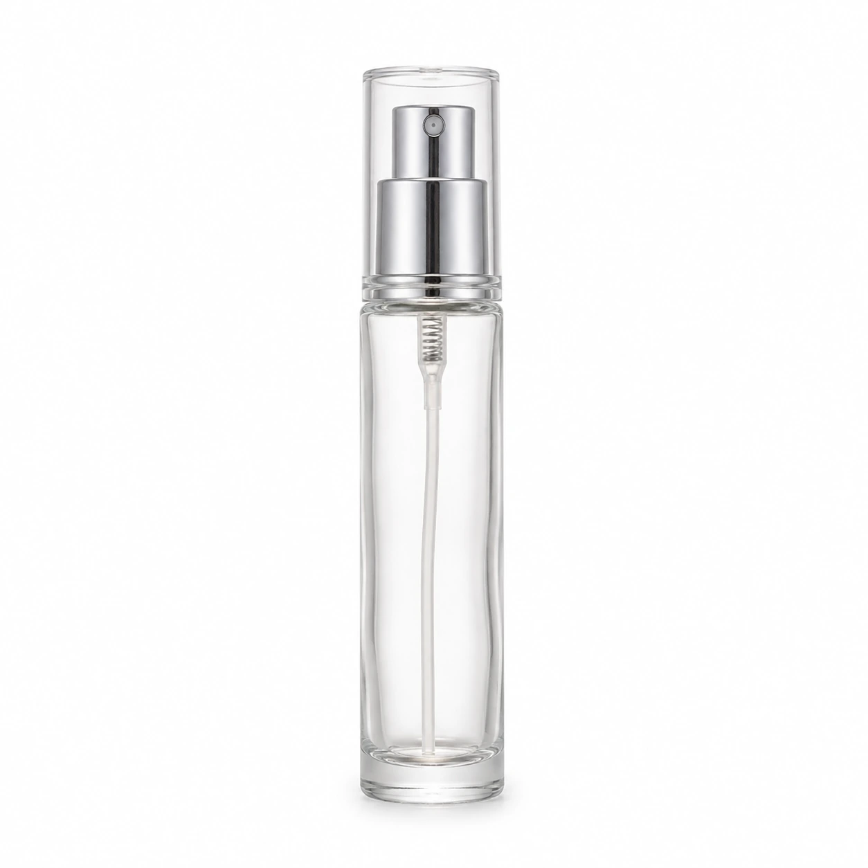 HBP002 clear glass perfume atomizer bottle with silver fine mist spray pump