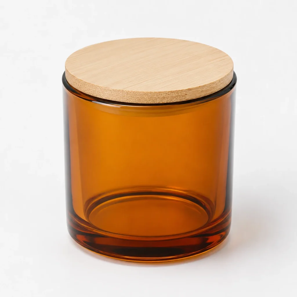 HC001 double-wall borosilicate candle jar rim and colored inner-cup detail