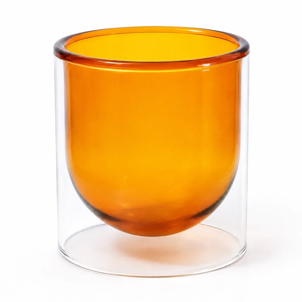HC012 colored borosilicate double-wall candle cup rim and rounded inner-cup detail