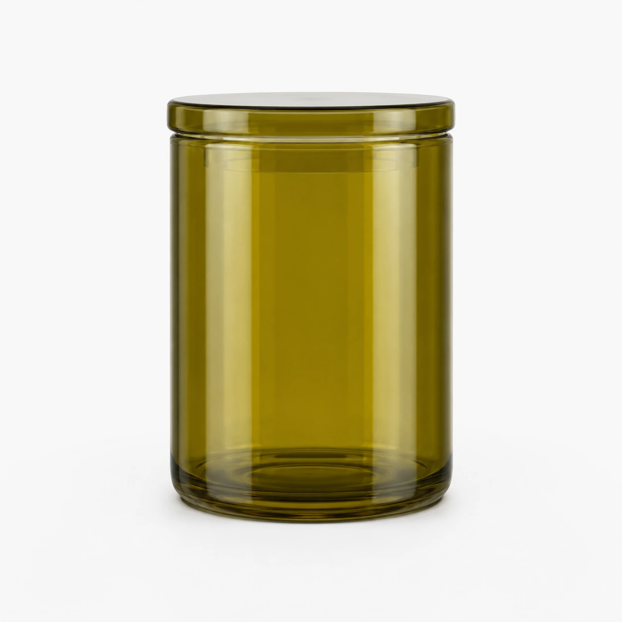 Olive amber high borosilicate glass candle jar with matching glass lid