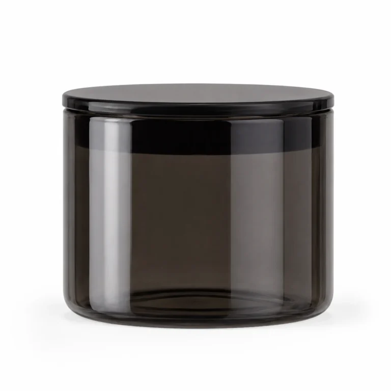 14oz Smoky Gray Borosilicate Glass Candle Jar with Glass Lid Wholesale