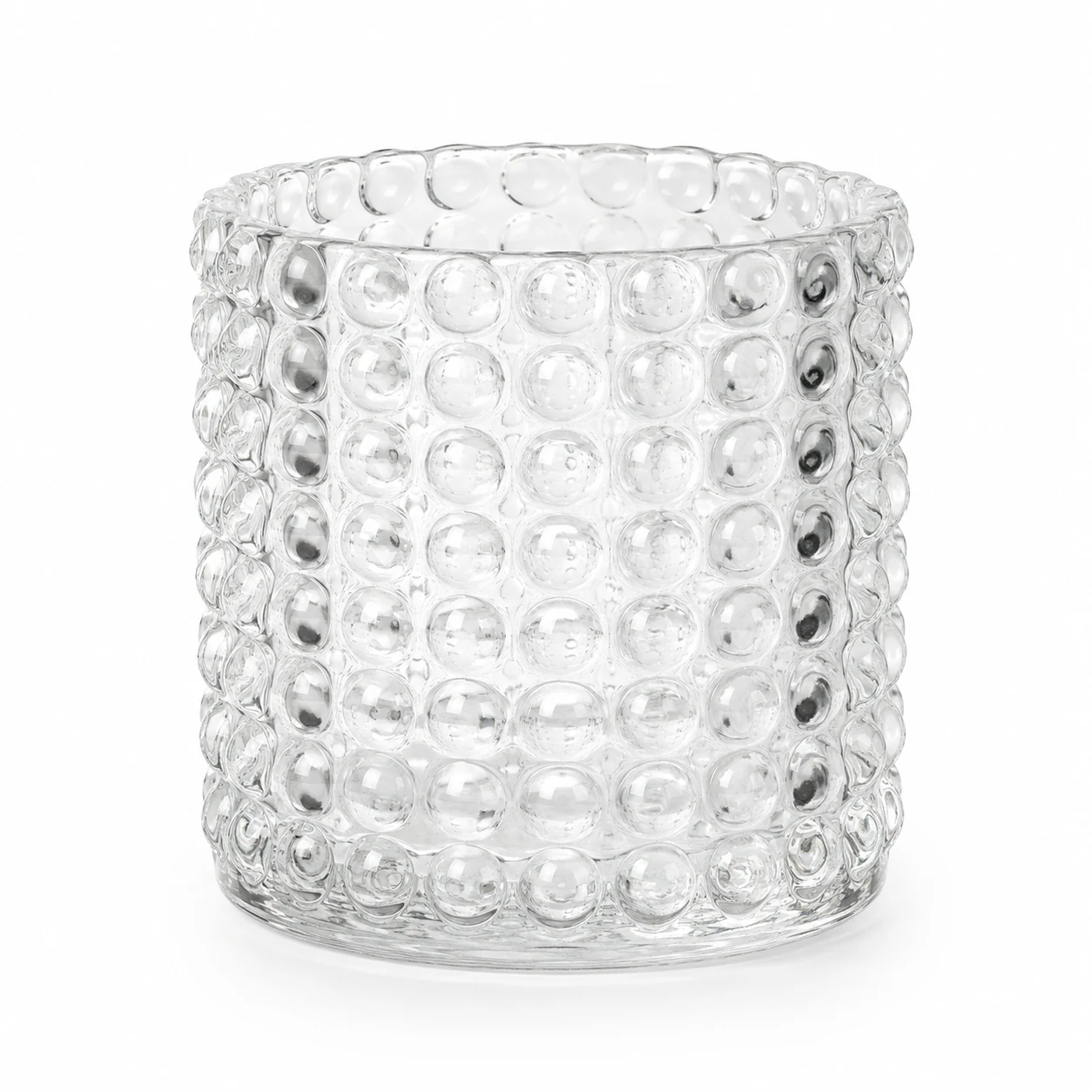 580ml clear bubble textured glass candle jar