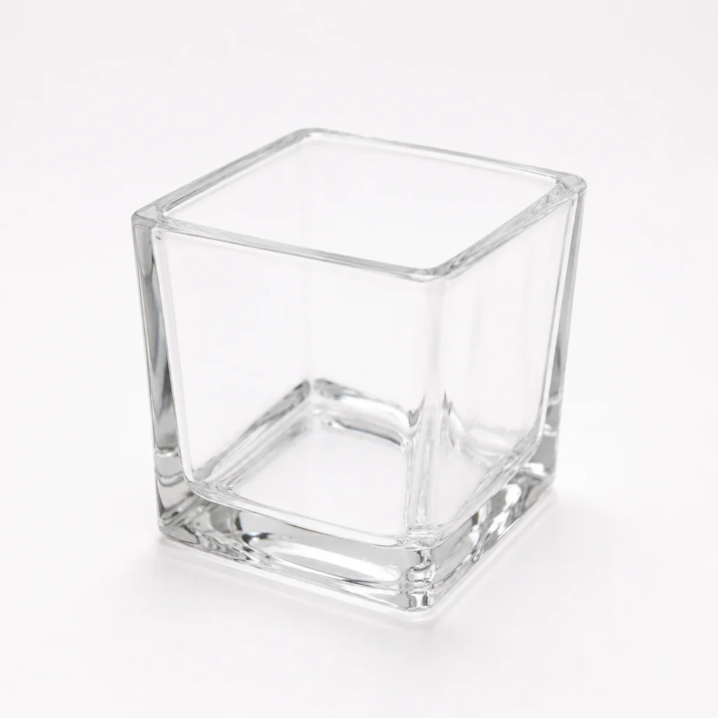 BGS6060 clear square glass candle jar