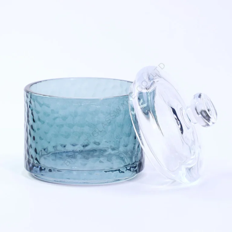 380ml Textured Glass Candle Jar with Glass Lid – Wholesale