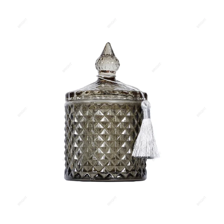 16oz Geometric Glass Candle Jar with Lid – Wholesale