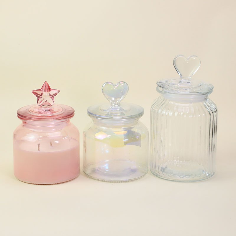GJ027 650ml Decorative Glass Candle Jar with Lid - alternate view