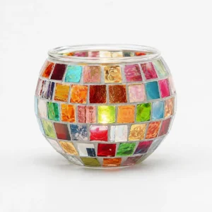 Multicolor Ball-Shaped Mosaic Glass Candle Holder Wholesale