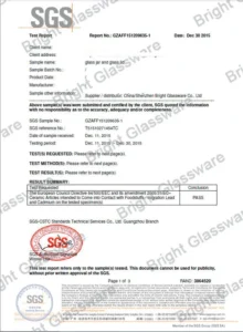 SGS Glass Jar and Glass Lid Food Contact Test Report 2015