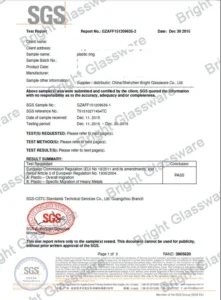 SGS Plastic Ring Food Contact Test Report 2015