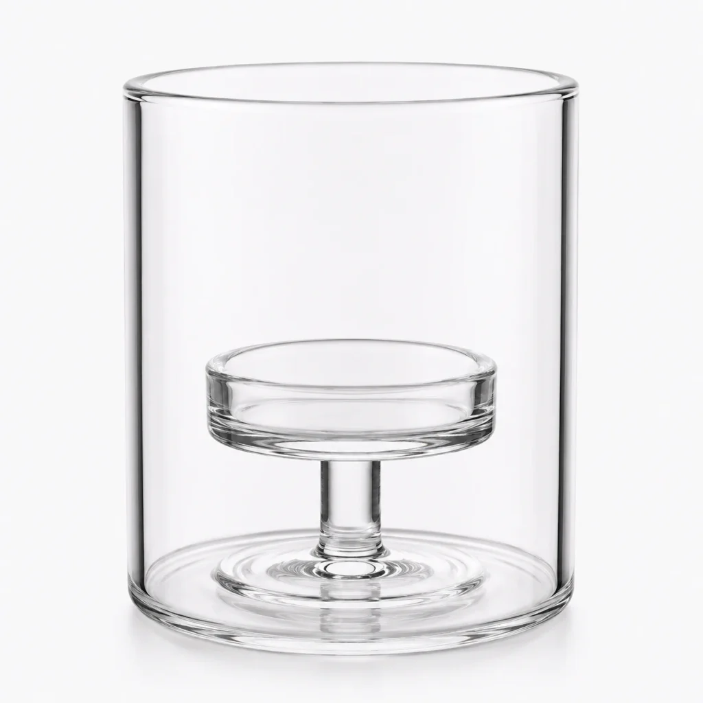 Wider clear holder with a raised circular seat inside.