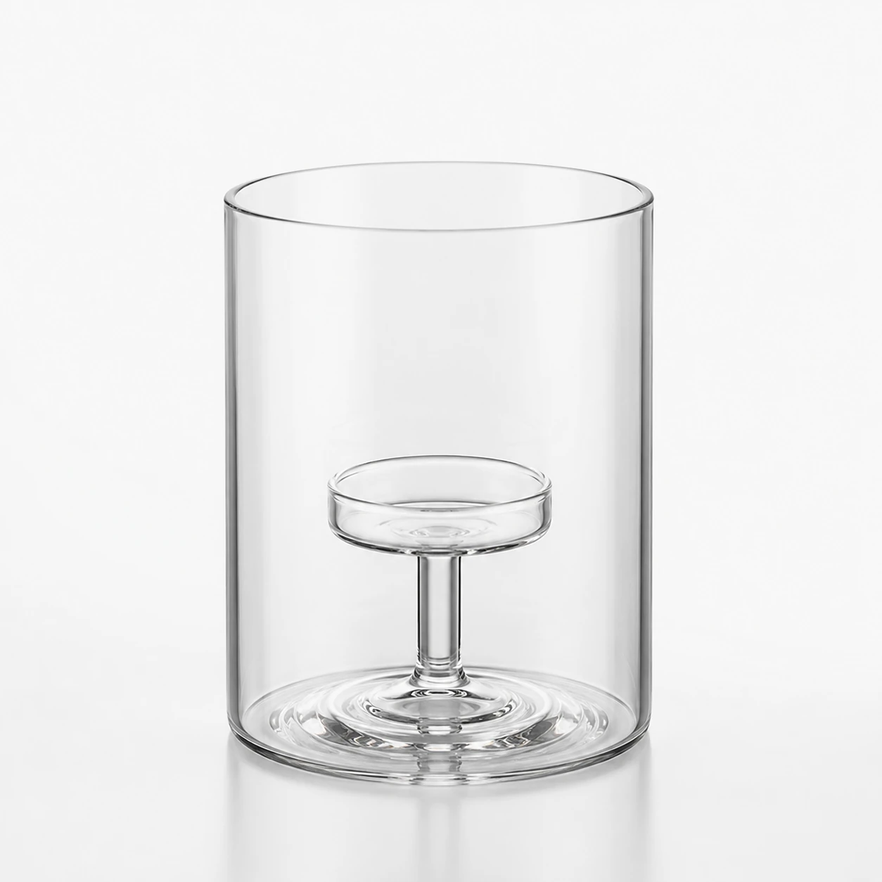 transparent Curved Glass Tea Light Candle Holder