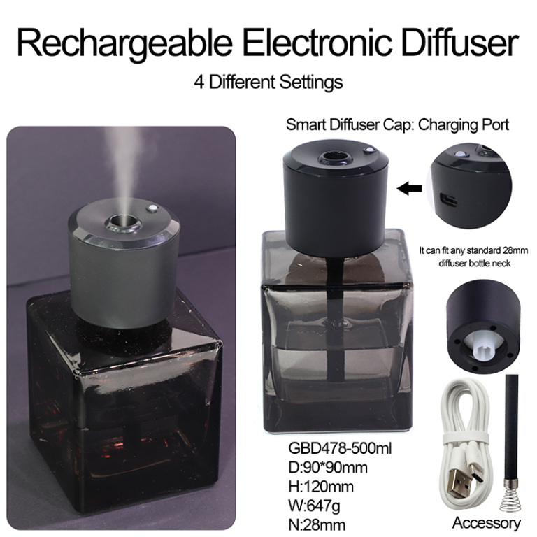 Rechargeable Smart Electronic Diffuser Cap – Wireless Aromatherapy for 28mm Standard Glass Bottles