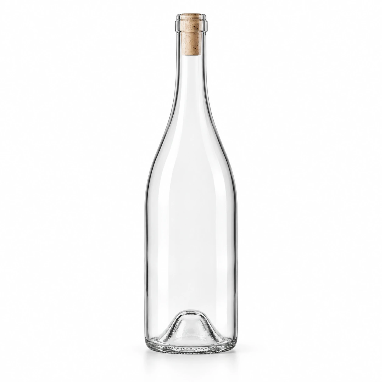 750ml Burgundy Glass Wine Bottle on a clean light studio background