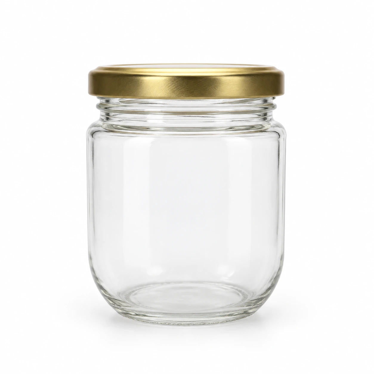 8oz Round Glass Honey Jar on a clean light studio background