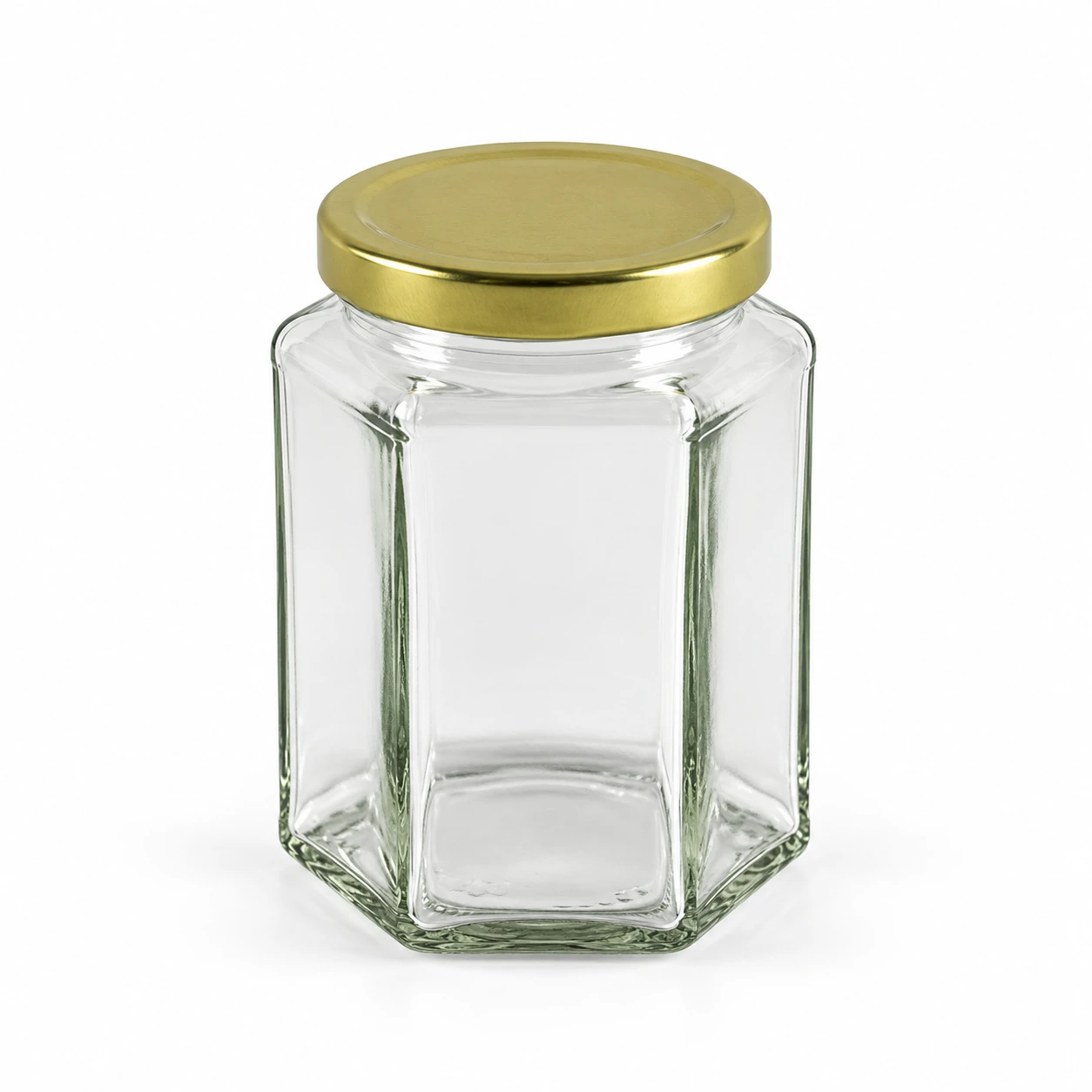 12oz Hexagonal Jam and Jelly Jar on a clean light studio background