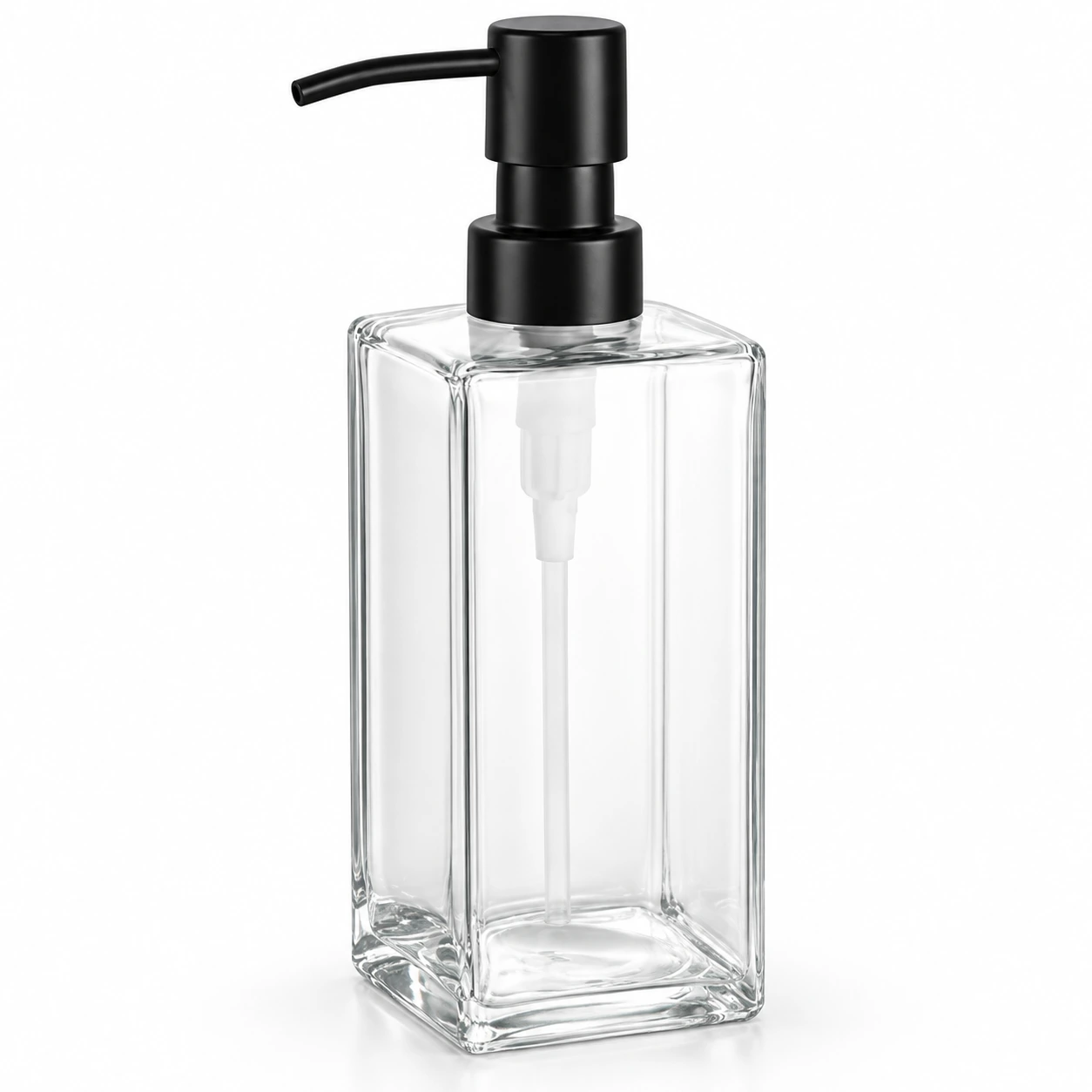 350ml Square Glass Soap Dispenser on a clean light studio background