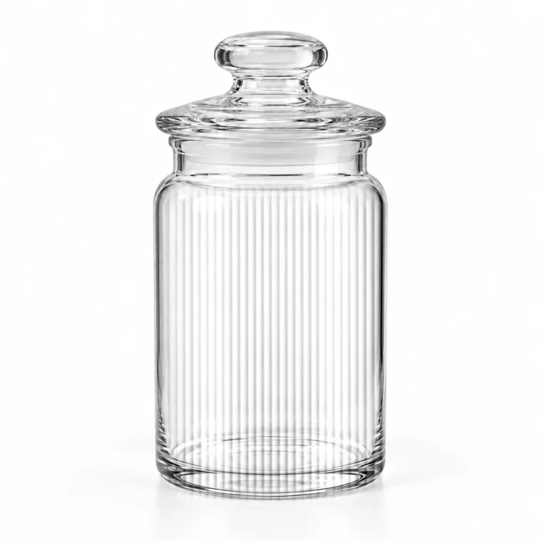 Ribbed Glass Storage Jar with Lid Wholesale