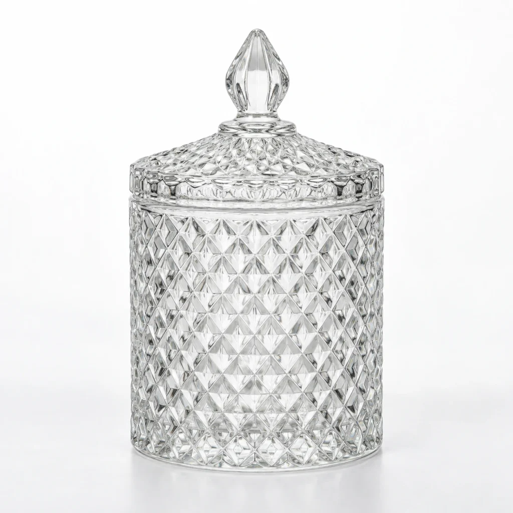 Faceted Decorative Glass Storage Jar Wholesale