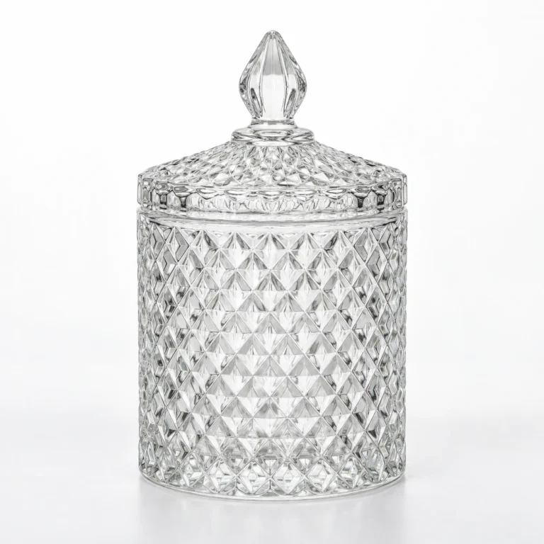 Faceted Decorative Glass Storage Jar Wholesale