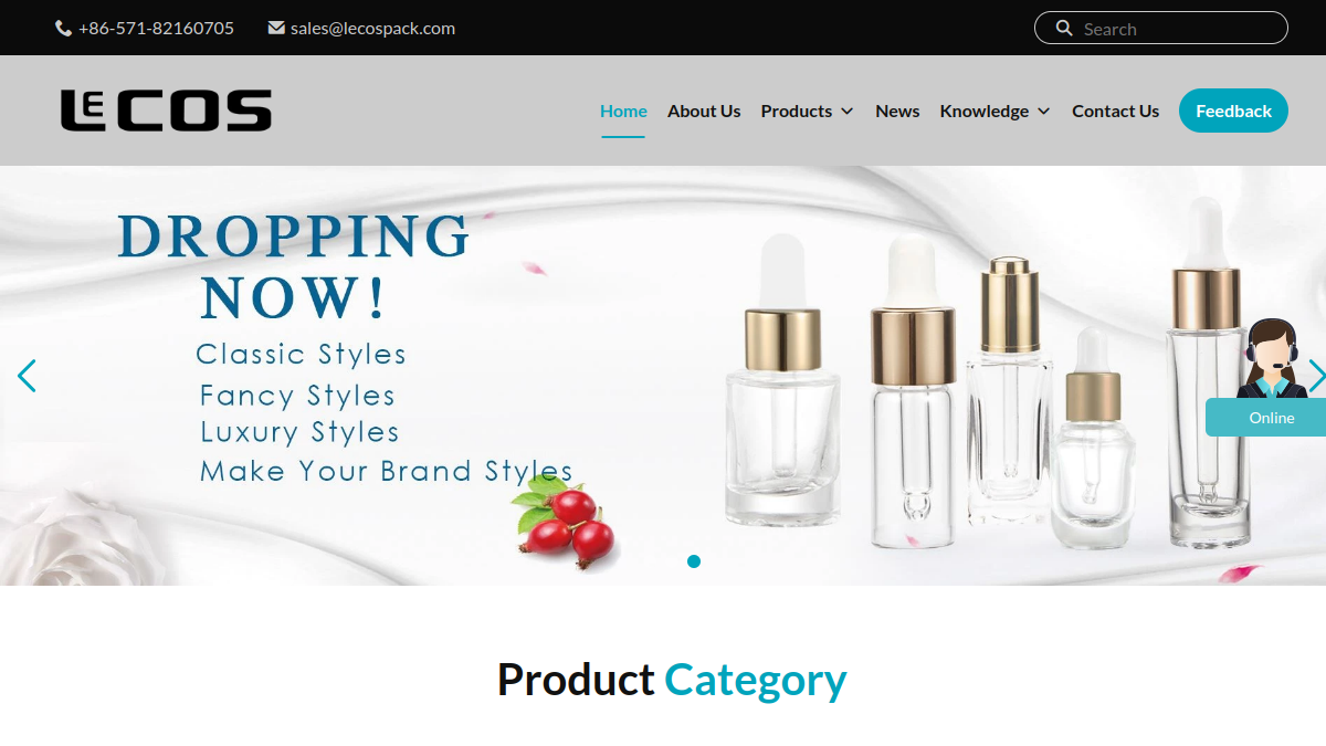 Hangzhou LECOS Packaging official website homepage first-screen screenshot