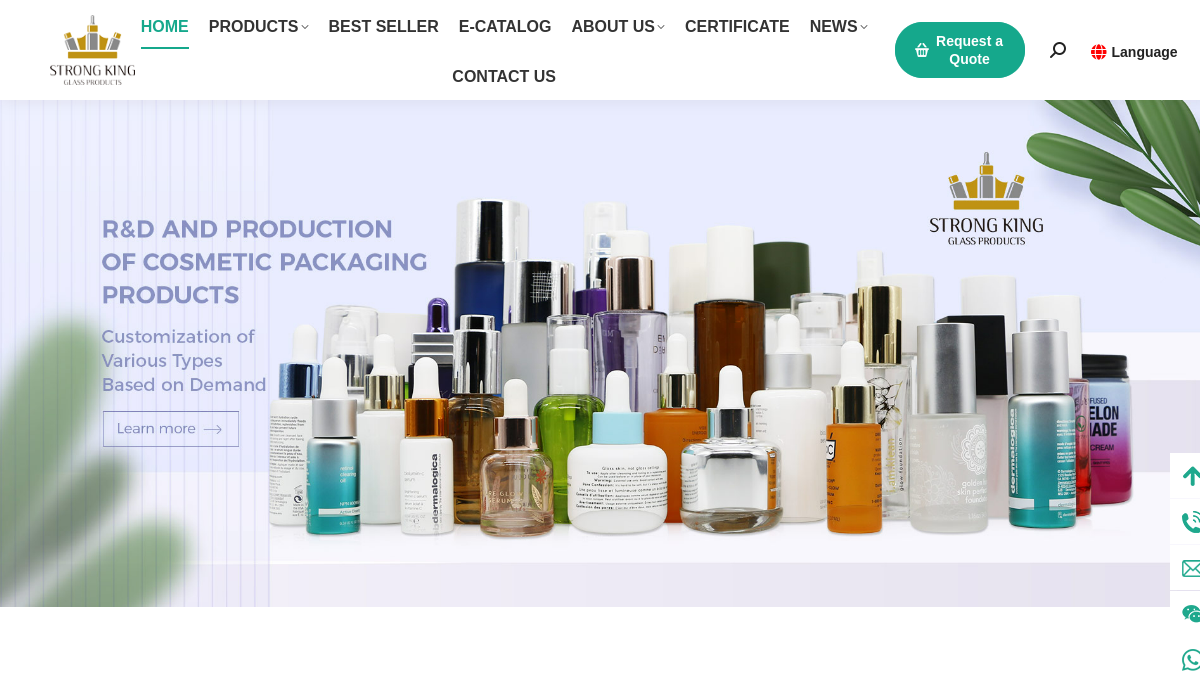 Shanghai Strong King Glass official website homepage first-screen screenshot