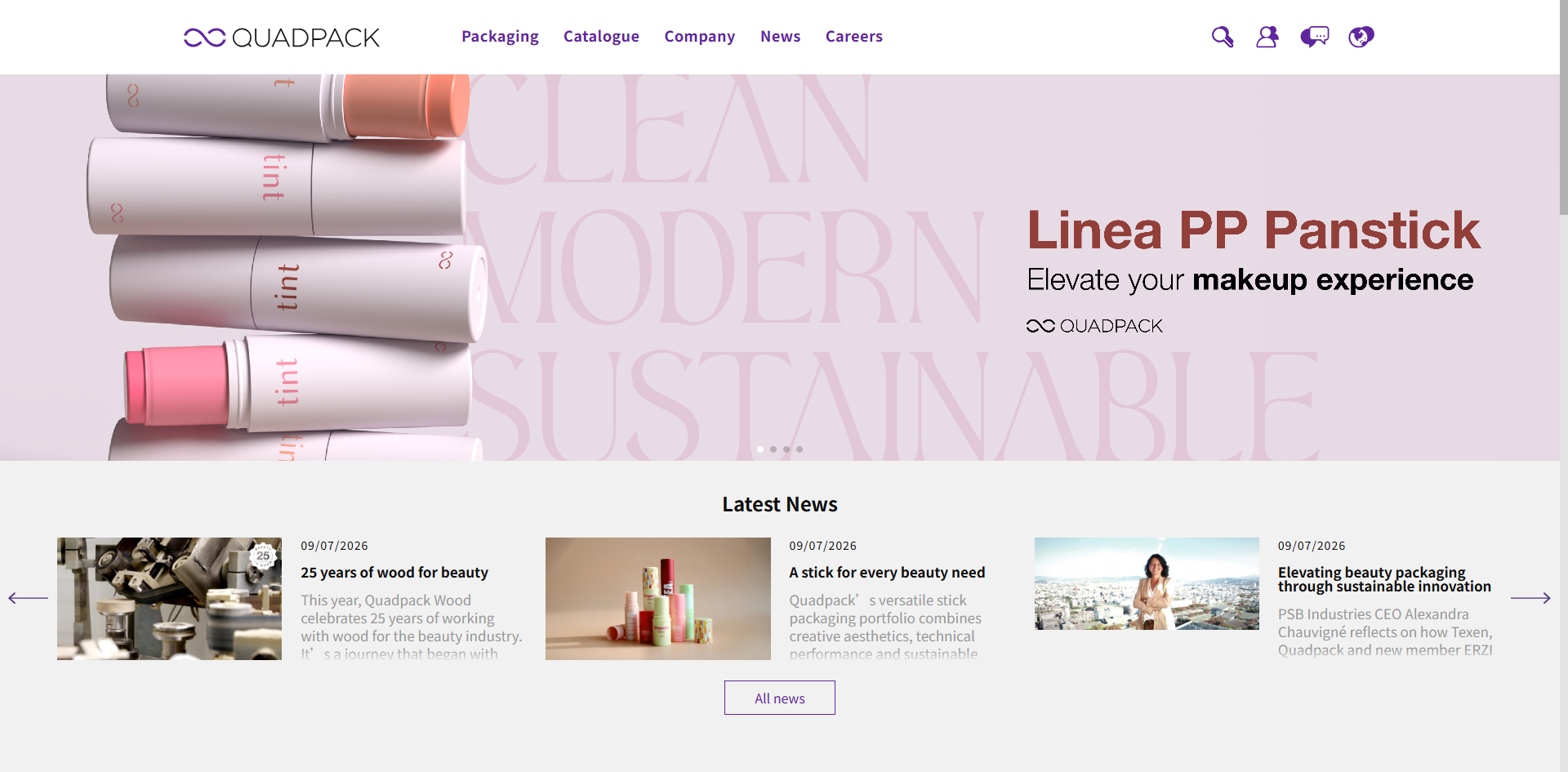 Quadpack official website homepage screenshot