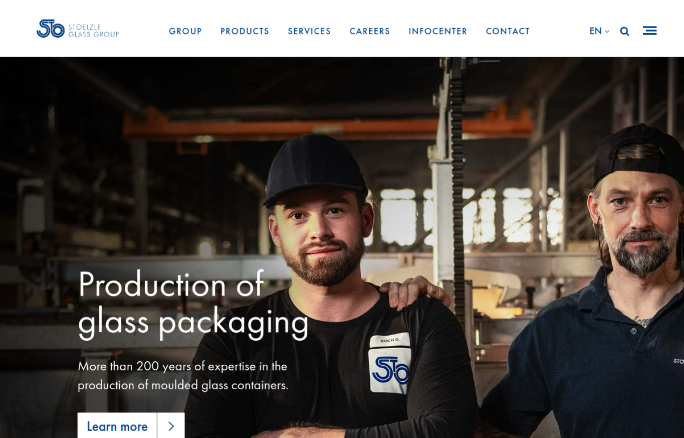 Stoelzle Glass Group official website homepage screenshot