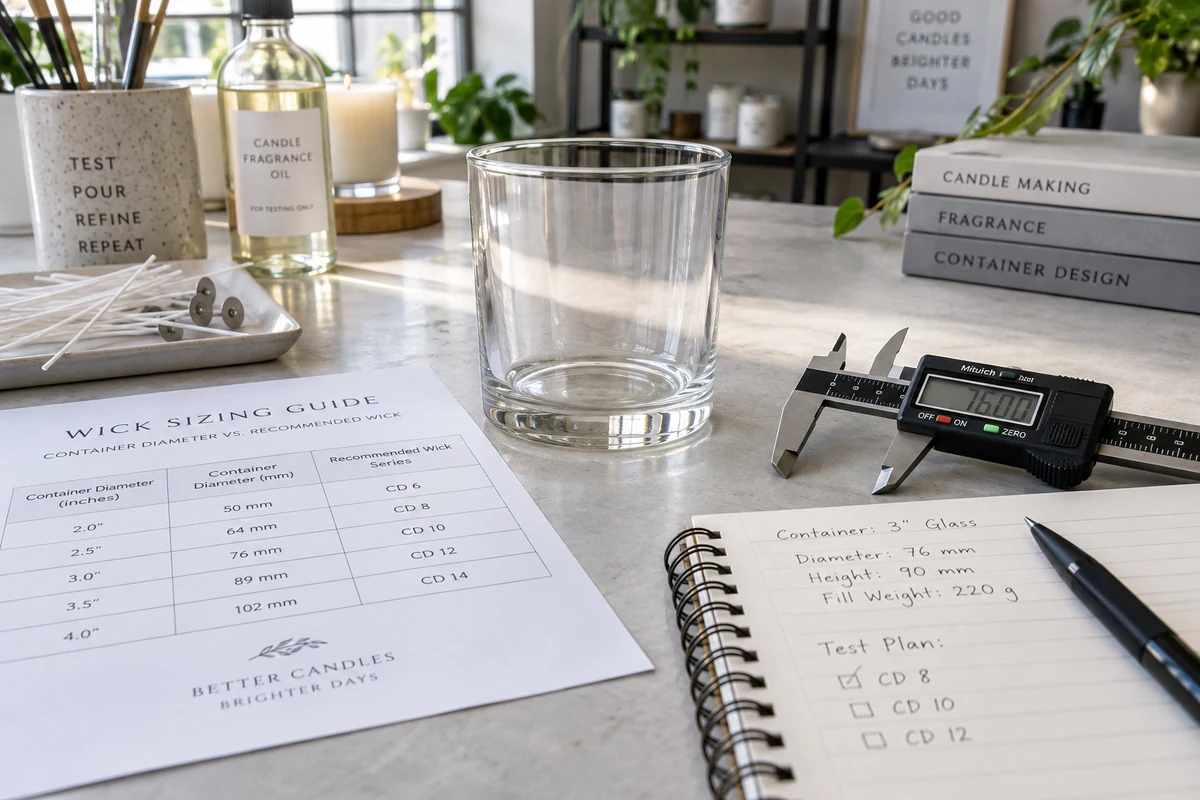 candle wick sizing guide for containers and glass jar dimensions