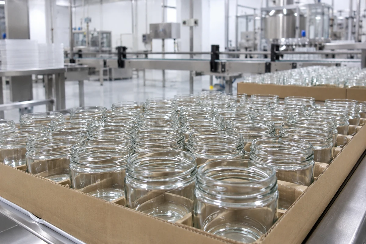 clean glass candle jars ready for filling line