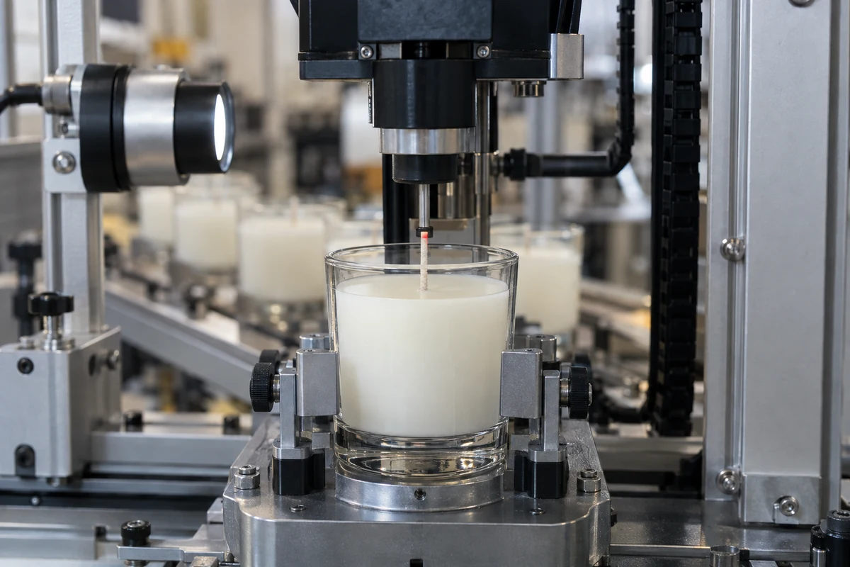 automated candle wick centering and concentricity check