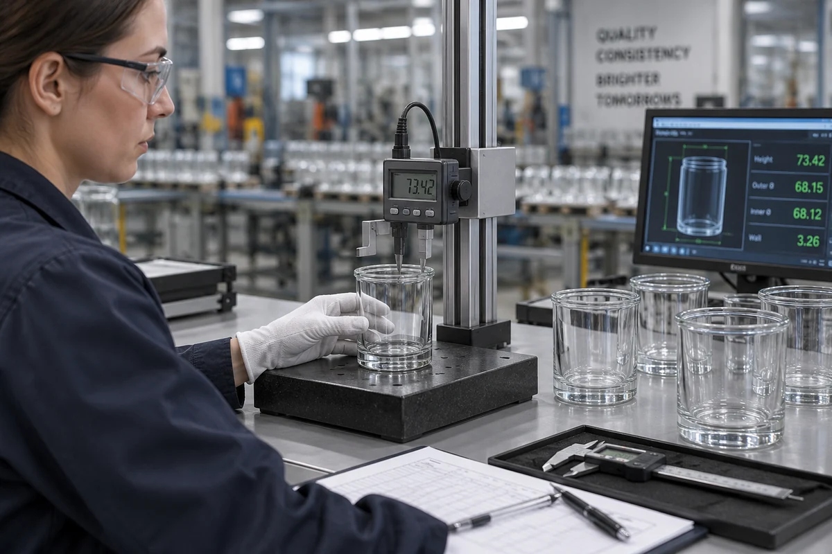 Dimensional tolerance inspection on glass candle jars